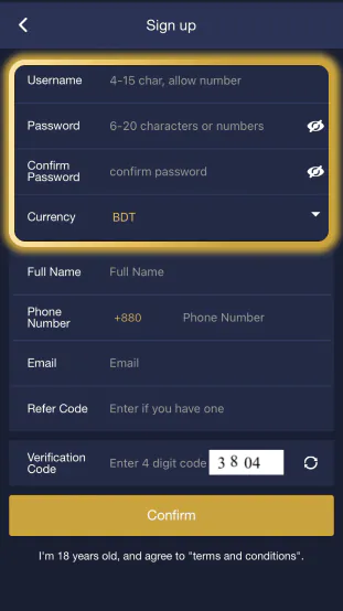 2 fill username and password