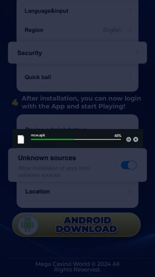 Wait for the MCW app to finish downloading for further installation