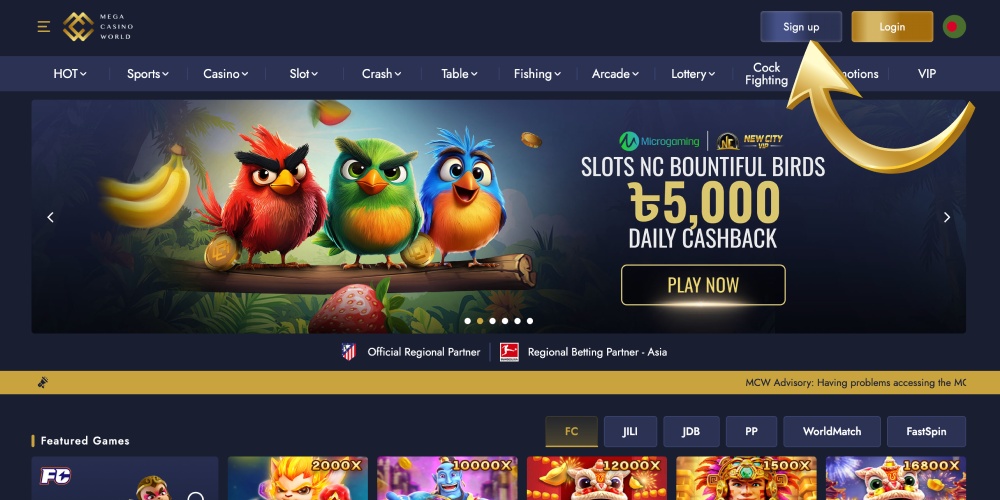 click on the sign up