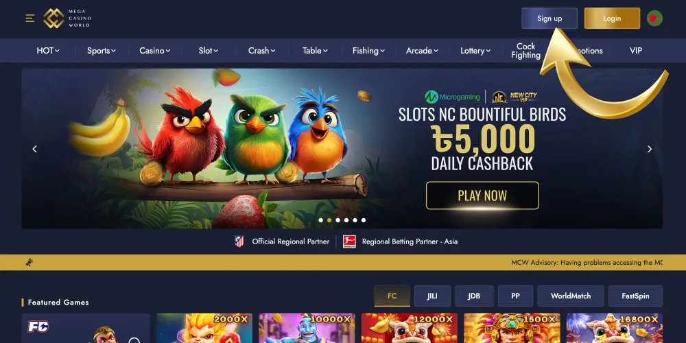 click on the sign up